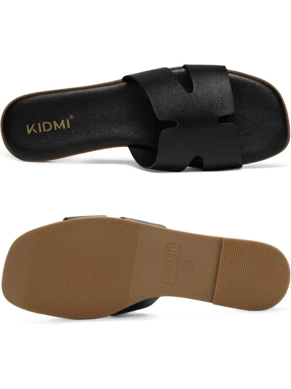 Women's Slip On Dressy Flat Sandals Open Toe Casual Summer Slides Black